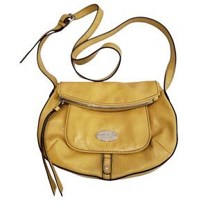 Nine West Woman's Yellow Faux Leather Crossbody Purse